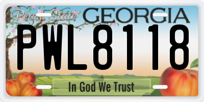 GA license plate PWL8118