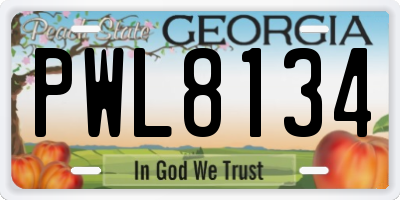 GA license plate PWL8134