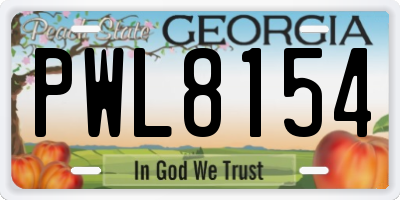 GA license plate PWL8154