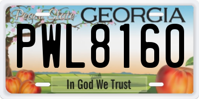 GA license plate PWL8160