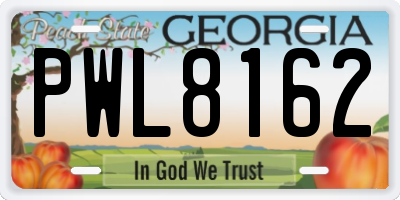 GA license plate PWL8162