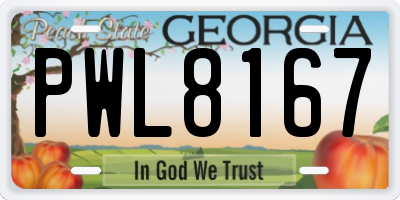 GA license plate PWL8167