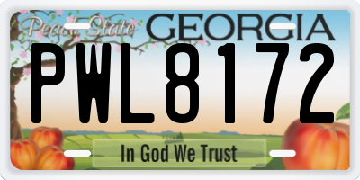 GA license plate PWL8172
