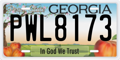 GA license plate PWL8173