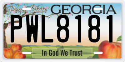 GA license plate PWL8181