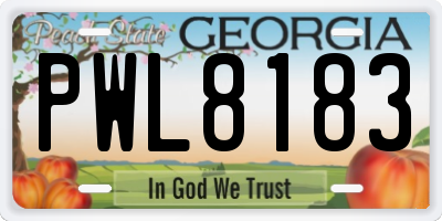 GA license plate PWL8183