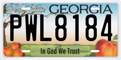 GA license plate PWL8184