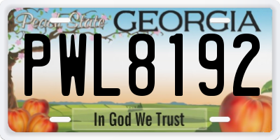 GA license plate PWL8192