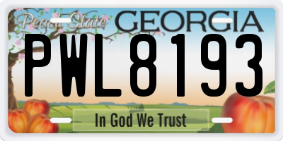 GA license plate PWL8193