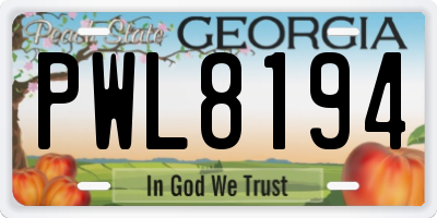 GA license plate PWL8194