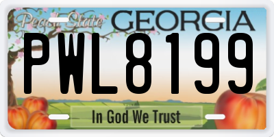 GA license plate PWL8199