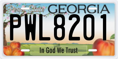 GA license plate PWL8201