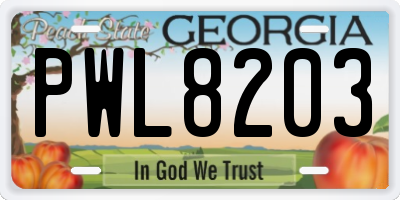 GA license plate PWL8203