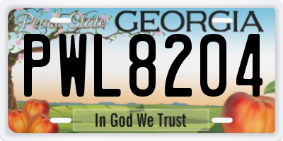 GA license plate PWL8204