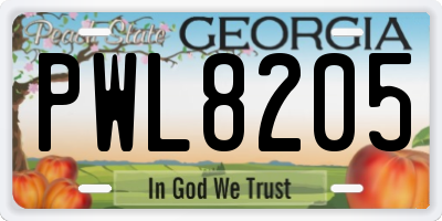 GA license plate PWL8205