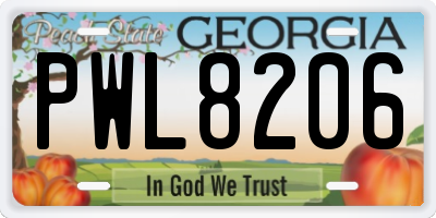 GA license plate PWL8206