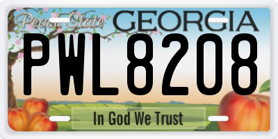 GA license plate PWL8208