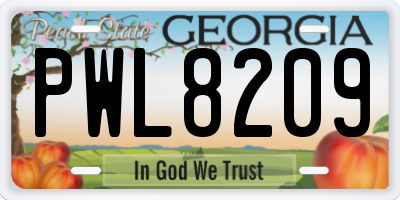 GA license plate PWL8209