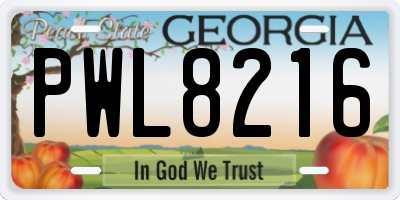 GA license plate PWL8216