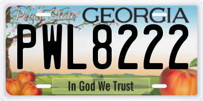 GA license plate PWL8222