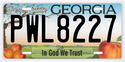 GA license plate PWL8227