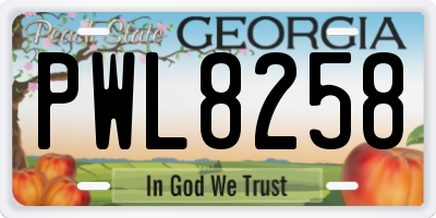 GA license plate PWL8258