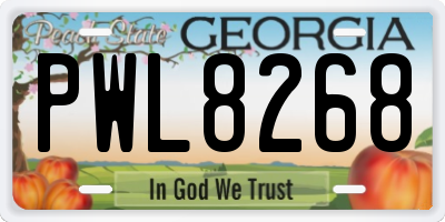 GA license plate PWL8268