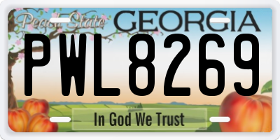 GA license plate PWL8269