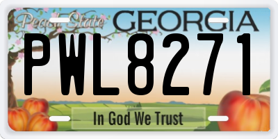 GA license plate PWL8271