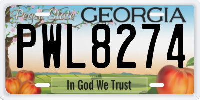 GA license plate PWL8274