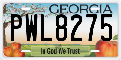 GA license plate PWL8275