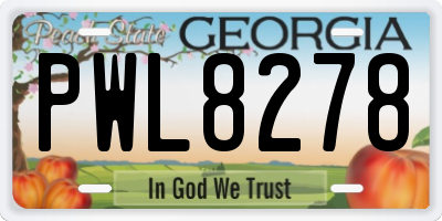 GA license plate PWL8278