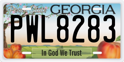 GA license plate PWL8283