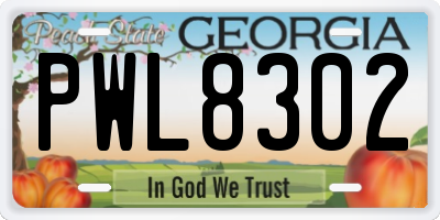 GA license plate PWL8302