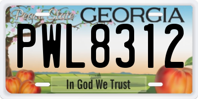 GA license plate PWL8312