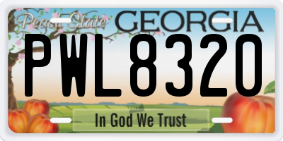 GA license plate PWL8320