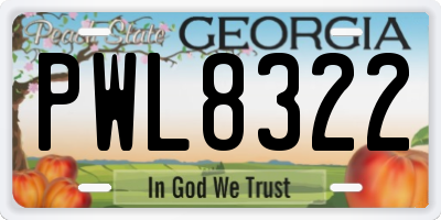 GA license plate PWL8322