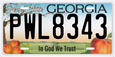 GA license plate PWL8343
