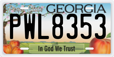 GA license plate PWL8353