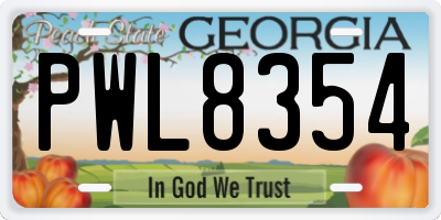 GA license plate PWL8354