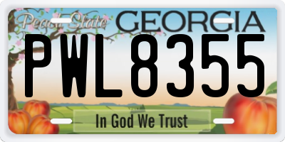 GA license plate PWL8355