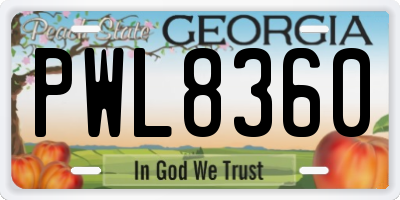 GA license plate PWL8360