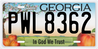 GA license plate PWL8362