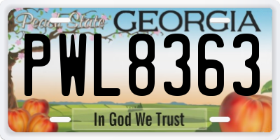 GA license plate PWL8363