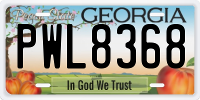 GA license plate PWL8368