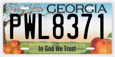 GA license plate PWL8371