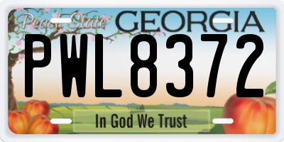GA license plate PWL8372