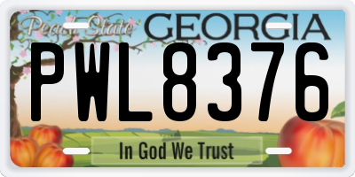 GA license plate PWL8376