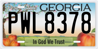 GA license plate PWL8378