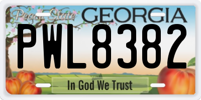 GA license plate PWL8382